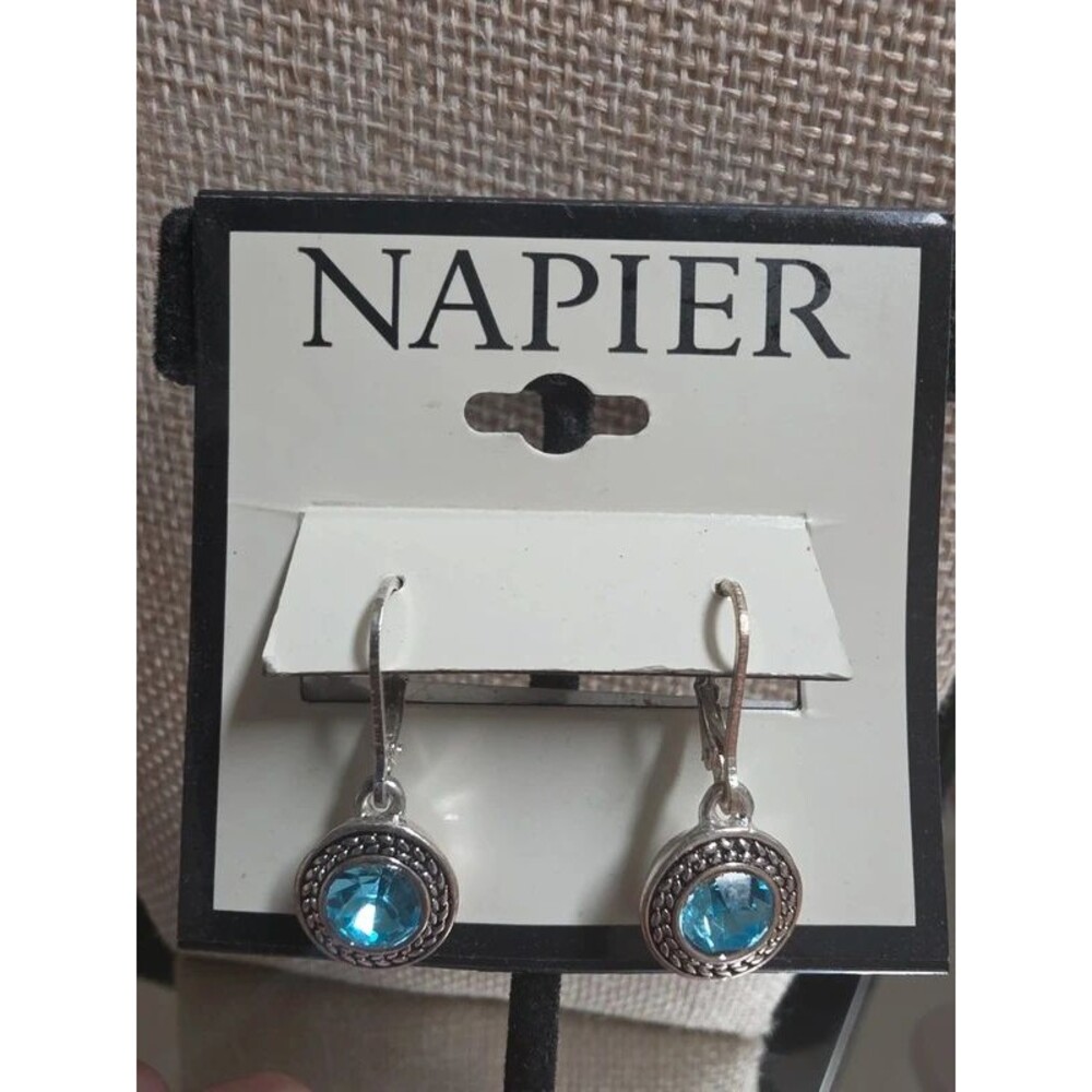 Napier Lt. Blue Faceted Dangle Earrings